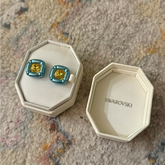 Swarovski Jewelry - Swarovski Aquamarine and Citrine Crystal Studs